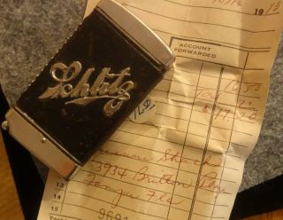 " Schlitz Beer Of Milwaukee " Antique Match Safe & Cigar Cutter - 1973