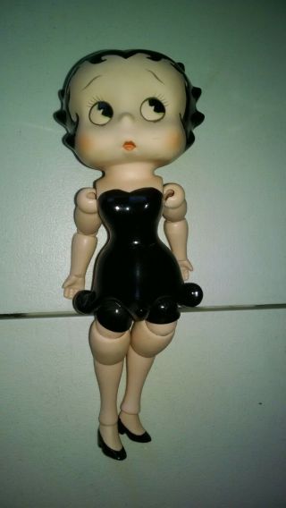 Vintage 1985 Vandor Betty Boop Movable Jointed Porcelain Doll In Black Dress