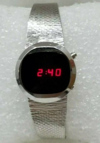 Rare Vintage National Semiconductor Red Lcd Women’s Watch Italian Made Band
