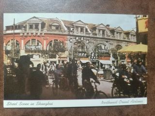 China Vintage Postcard,  Shanghai,  Street Scene,  Northwest Orient Airline