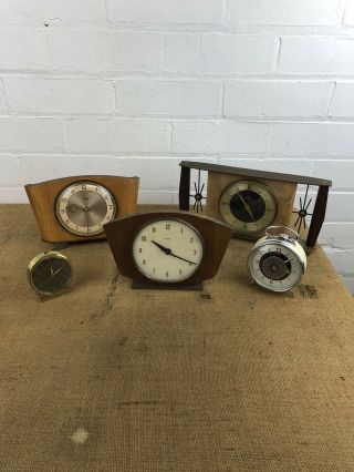 Vintage Joblot Smith Metamec Mantle Clocks Mid Century Art Deco Mantle Alarm