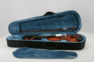 Mendini 1/2 Mv300 Solid Wood Satin Antique Violin W Hard Case Shoulder Rest