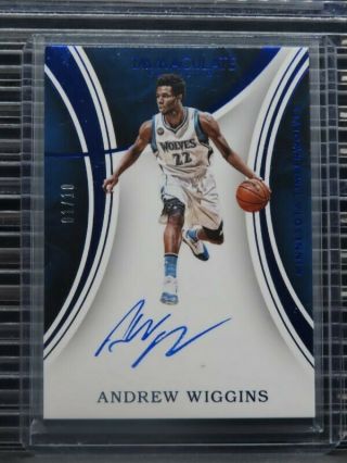 2015 - 16 Panini Immaculate Andrew Wiggins Autograph Auto 01/10 Timberwolves C75