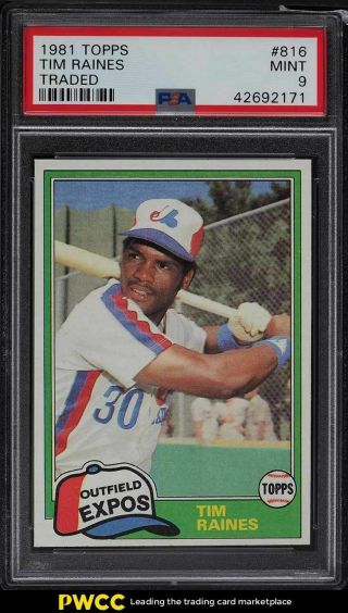 1981 Topps Traded Tim Raines Rookie Rc 816 Psa 9