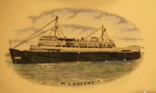 Vintage M V Abegweit CNR Car Ferry Atlantic Ship Nut Dish / Gray ' s Pottery 2