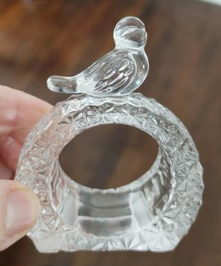 Hofbauer Byrdes 24 Lead Crystal Glass Napkin Rings With Bird.  Vintage Set Of 8.