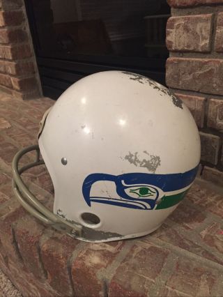 Vintage Rawlings Seattle Seahawks Nfl 2 Bar White Football Helmet - Cool