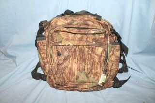 Vintage Rei Oak Leaf Camo Camouflage Field Back Pack With Compass / Thermometer