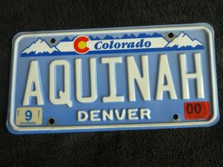 Vintage Expired Co Colorado Vanity License Plate - Aquinah - Martha 