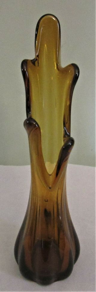Vintage Viking Glass Amber 10 - In.  Swung Glass Vase,  Very Retro,  Mid - Century