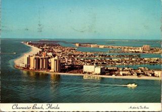Clearwater Beach Florida Vintage Postcard Aerial View Posted 1977