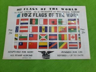 Vintage Hygrade Brand " 162 Flags Of The World " For Stamp Albums,  Gummed.