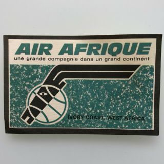 Ivory Coast - West Africa - Air Afrique Airlines Luggage Label 4.  5 " X 2.  75
