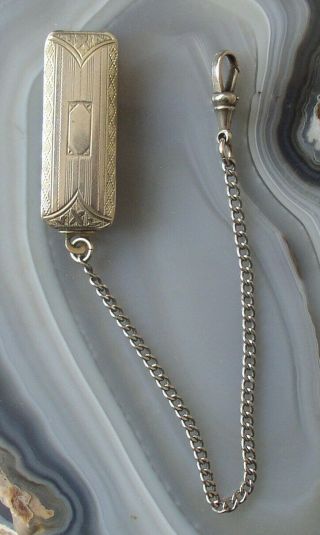 Vintage Art Deco Nickel Silver Belt Loop Pocket Watch Fob Chain