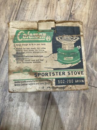 Vintage Coleman 502 - 700 Sportster Single Burner Stove W/box & Papers
