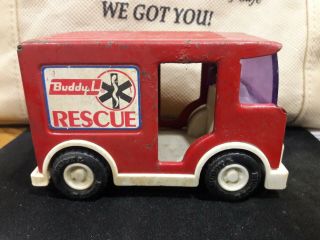 VINTAGE OLD BUDDY L RED RESCUE VEHICLE TRUCK AMBULANCE MADE IN JAPAN 2