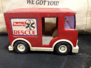 VINTAGE OLD BUDDY L RED RESCUE VEHICLE TRUCK AMBULANCE MADE IN JAPAN 3