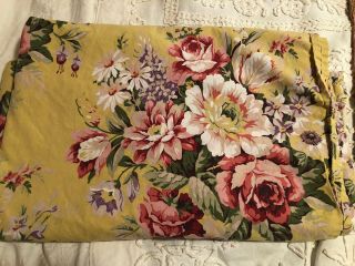 Vintage Ralph Lauren Brooke Yellow Floral Queen Flat Sheet