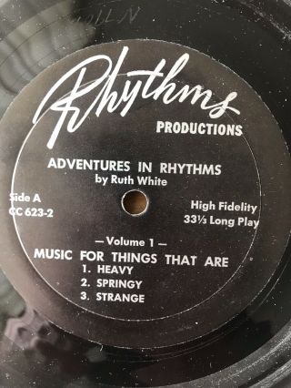 Ruth White - Adventures In Rhythms - Vintage Kids Electronic Synth Weird 7 " X 2