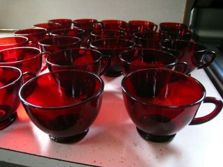 Set Of 24 Vintage Ruby Red Depression Glass Tea Cups