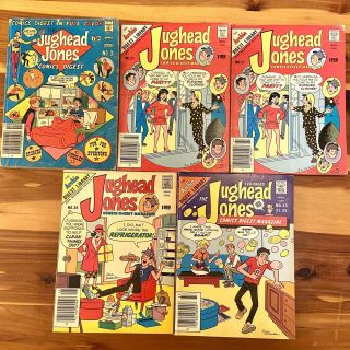 Vintage Set Of 5 Archie’s “jughead Jones” Comics Digest 1977 - 1983 (bronze Era)