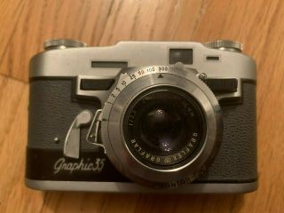 Graflex Graphic 35 Vintage 35mm Rangefinder Film Camera W/ Graflar 35mm