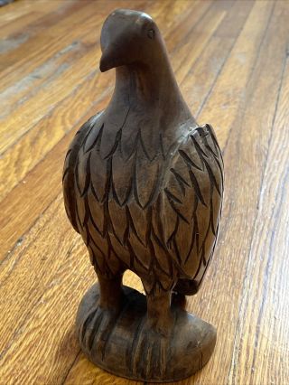 Vintage Folk Art 9” Hand Carved Wooden Bird Wood Statue