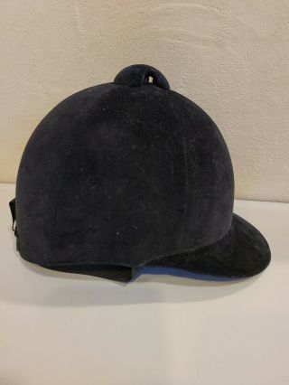 Vintage Equestrian Safety Crown Riding Helmet Hat Black Velvet Size 6 7/8 Sz 56