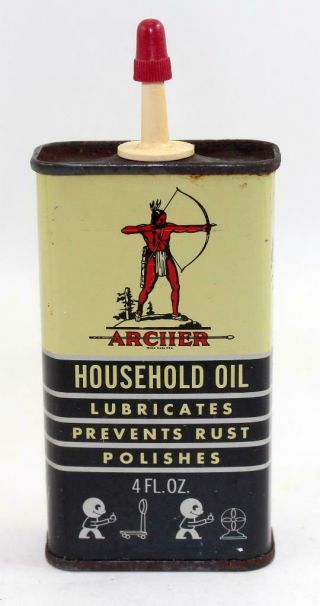Vintage Archer Household Oil Oiler Can 4 Oz.