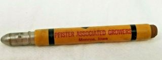 Vintage Pfister Hybrids Portable Pencil Advertising Yellow Red Black Monroe Iowa 2