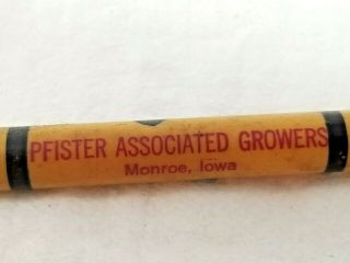 Vintage Pfister Hybrids Portable Pencil Advertising Yellow Red Black Monroe Iowa 3