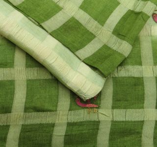 Vintage Saree Indian Khadi Silk Fabric Embroide Craft Sari 5 YD PSK1395 3