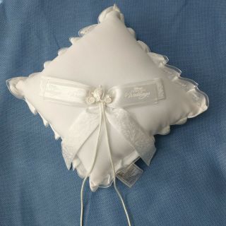 Disney Ring Bearer Pillow Fairy Tale Weddings Carriage Ribbon 7 " X 7 " White Vtg