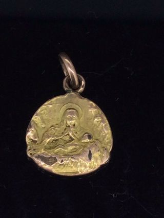 Antique Small Pendant Religious Gold Fix French Dainty Loveliest Circa 1930s