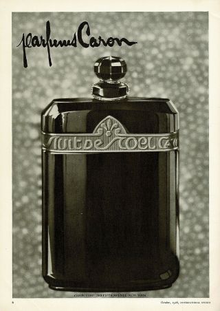 1920s Big Vintage Caron Nuit De Noel Perfume Bottle Art Deco Print Ad