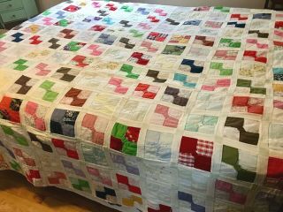 Vintage Hand And Machine Sewn Quilt 96 " X 100 " As Found And
