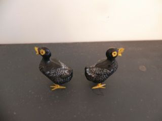 2 Vintage Duck Figurines With Metal Feet 2 " Tall