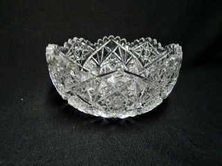 Antique Abp Heavy 7” Signed Hawkes Cut Glass Bowl