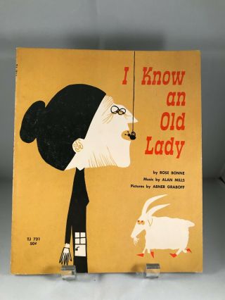 Vintage “i Know An Old Lady” Book By Rose Bonne With Sheet Music From 1965
