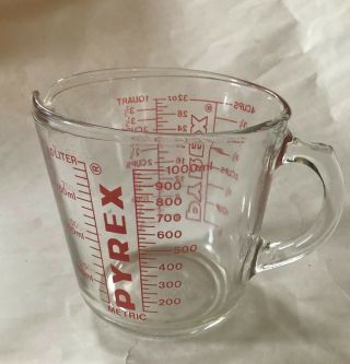 Vintage Pyrex 4 Cup Liquid Measuring Cup D Handle