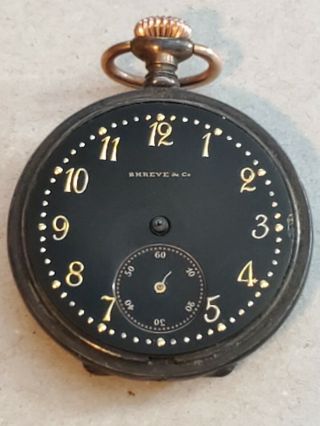 Antique Shreve & Co.  Pocket Watch With Sterling Silver Back,  For Parts/repair
