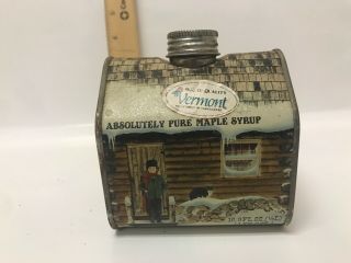 Vintage Absolutely Pure Maple Syrup Metal Tin Can Container 16.  9 Fl Oz Size