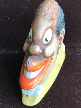 Antique German Bisque Toothpick Holder Comical Black Man PC NR 2
