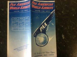 Pan American World Airways System Time Table January 1st 1951