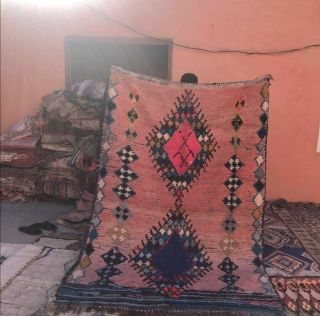 Authentic Vintage Moroccan Azilal Rug Berber Handmade Carpet Wool 8″x5″ Feet