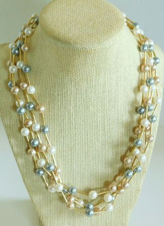 Vintage Avon Multi Strand Faux Pearl Necklace