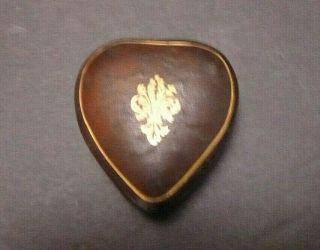 Vintage Hand Made Italian Leather Heart Trinket Box Italy Gold Trim Old