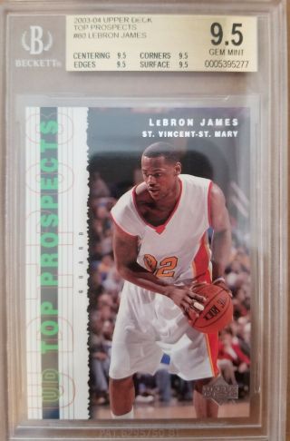 Bgs 9.  5 Lebron James 2003/04 Upper Deck Top Prospects P3 Rookie Gem Goat