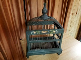 Antique Wood And Wire Bohemian Dome Bird Cage.  Very Old.  1920 