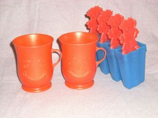 Vintage Kool - Aid Red Plastic Cups & Freezer Popsicle Ice Pop Mold